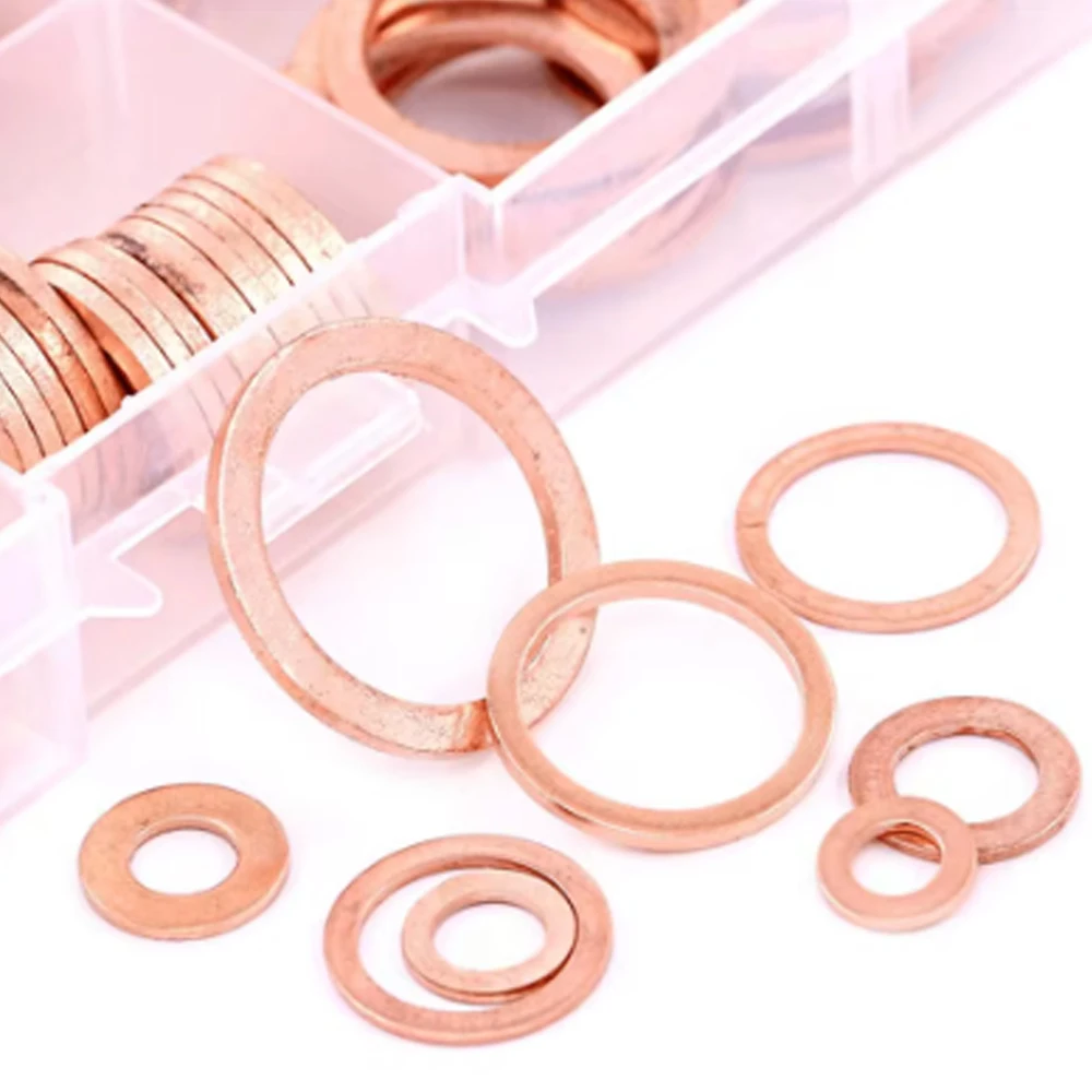 50/100/120 Pcs Copper Washer Sealing Gasket Flat Ring Seal Assortment Kit M4 M5 M6 M8 M10 M12 M14 For Sump Plugs image 4