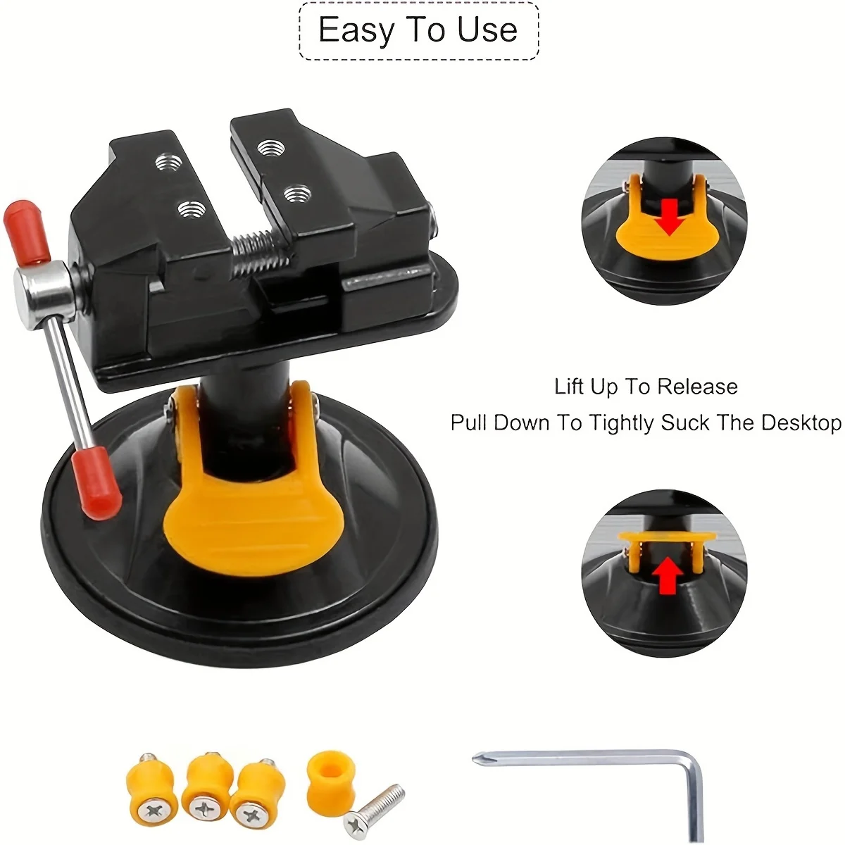 Mini Aluminum Bench Vise 360° Swivel Head Portable Suction Cup Rotating Vice for Jewelry DIY Drilling Cutting & Craft Fixes
