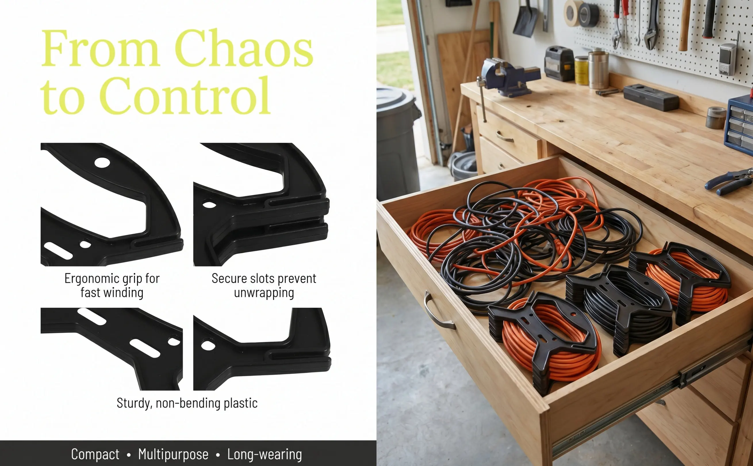 10pcs Organizer Wrap Cable Management Extension Storage Reel Small Wire Hose Holder Durable Premium Plastic Wind Up Cord Reel