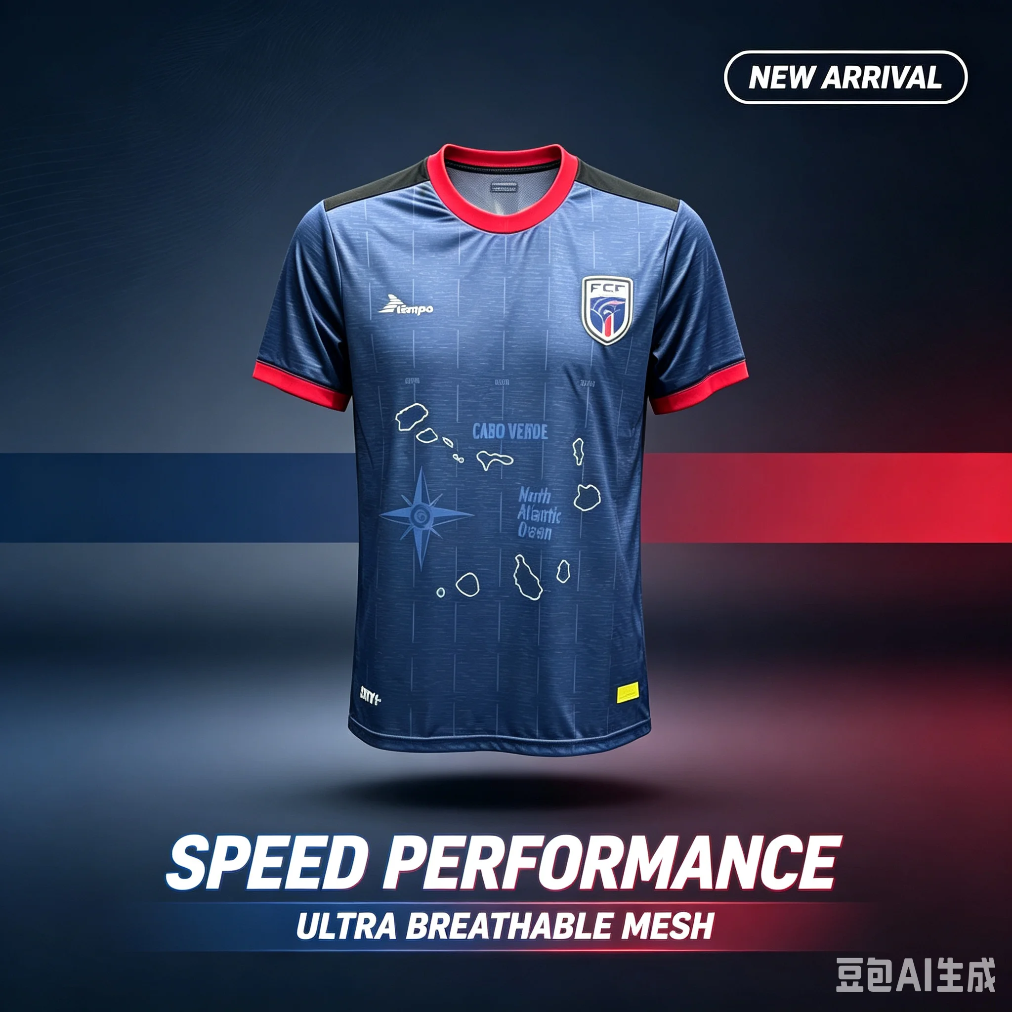 Cape Verde National Team Blue Map Jersey Tempo Sponsor CAF African Cup Breathable Football Shirt for Men Family Kids Tees Tops