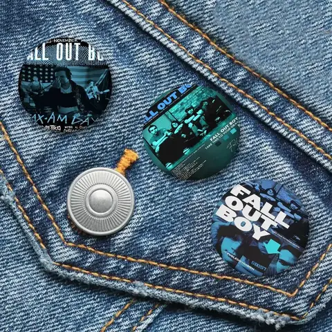 Rock Band F-Fall O-Out Boy Soft Button Pin Round Metal Badge Lapel Pin Parts Gift Friends Kid Jewelry