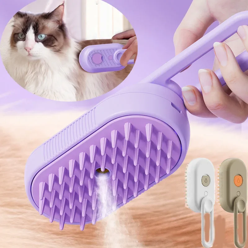 

Steamed Dog Brush Electric Spray Cat Hair Brush 3 In1 Dog Steamer Brush For Massage Pet Grooming Removing Pet Wonder Brush