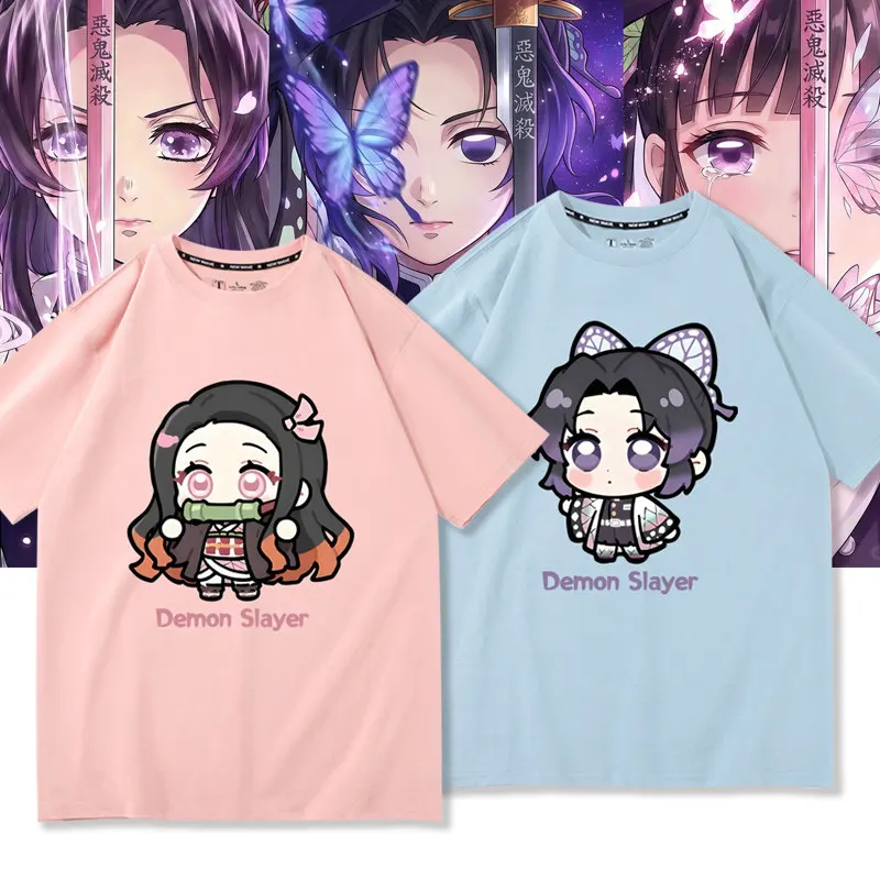 

Demon Slayer Blade Pure Cotton Charcoal Jiro Ujiro You Bean Butterfly Ninja Peripheral Printed Men's and Women's T-shirt