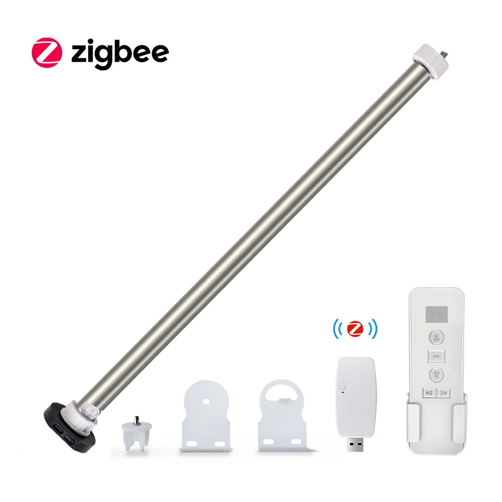 Zigbee Roller Shade Motor for 17mm 25mm Tube Built-in Battery Blinds Shade Engine Work with Tuya APP Alexa Google Home Control 