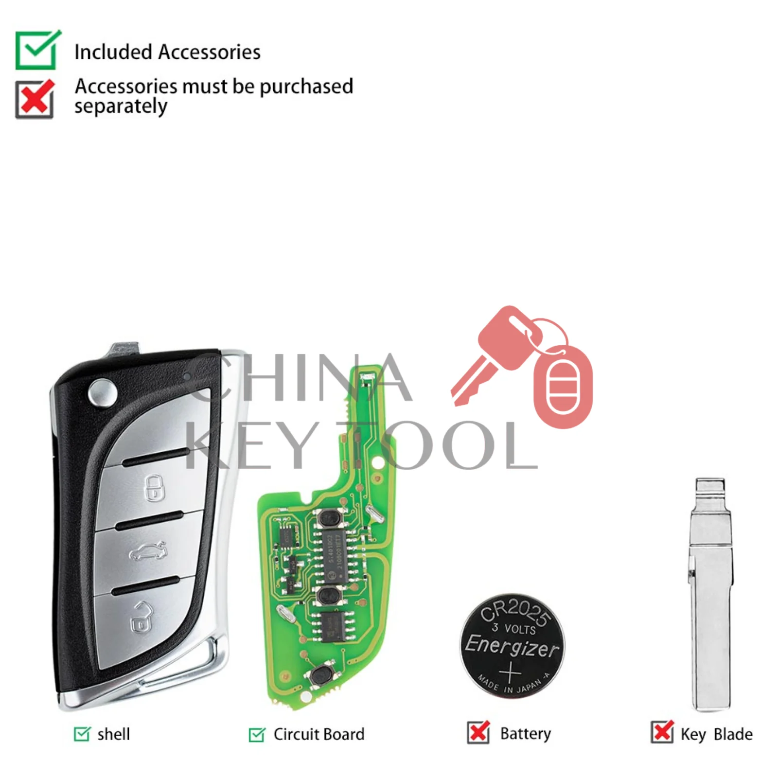 Xhorse XELEX0EN VVDI Super Remote Key Flip 3 Buttons with Built-in Super Chip Reprogrammable Wireless Remote