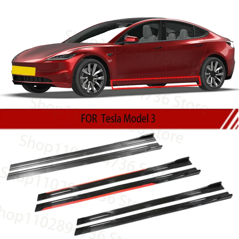 

FOR Tesla Model 3 2M Car Side Skirt Extension Plate Lip Separator Bumper 2.18M Racing Side Spoiler