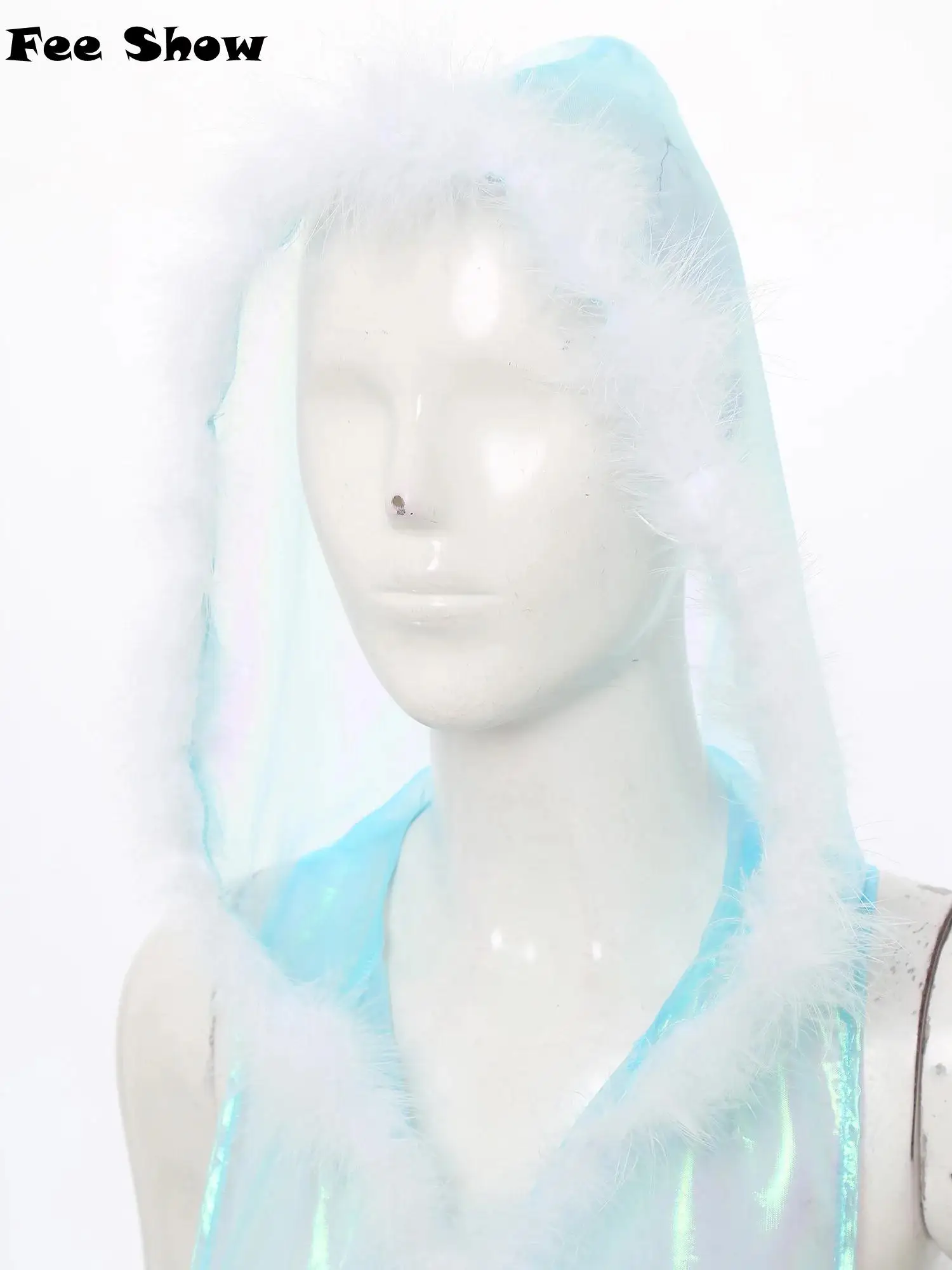 

Women Glitter Hooded Cape Transparent Sheer Cloak Halloween Sparkly Fashion Show Cape Party Bar Club Wear