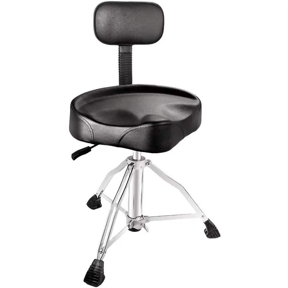 Drum Stool Drum Chair Professional Drum Stool Has Adjustable Hydraulic Height and Can Rotate with Thick Padding and a Backrest