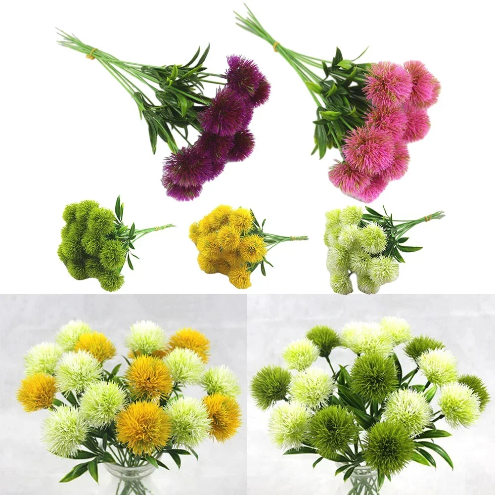 10pcs Simulation Dandelion Plastic Flower Ball Household Bedroom Garden Wedding Desktop DIY Decor Supplies