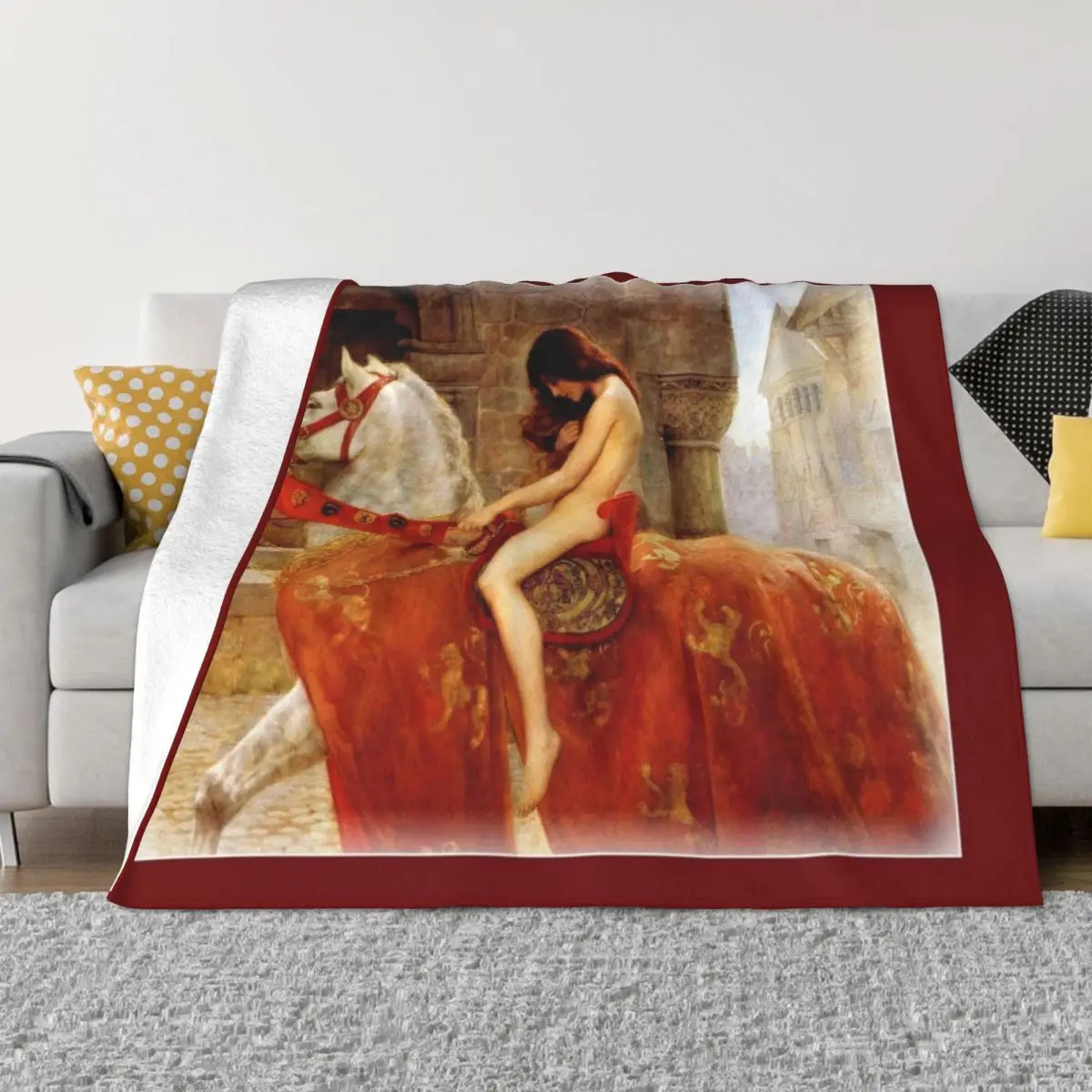 

LADY GODIVA : Vintage 1897 Portrait by John Collier Print Throw Blanket Decoratives For Baby Blankets