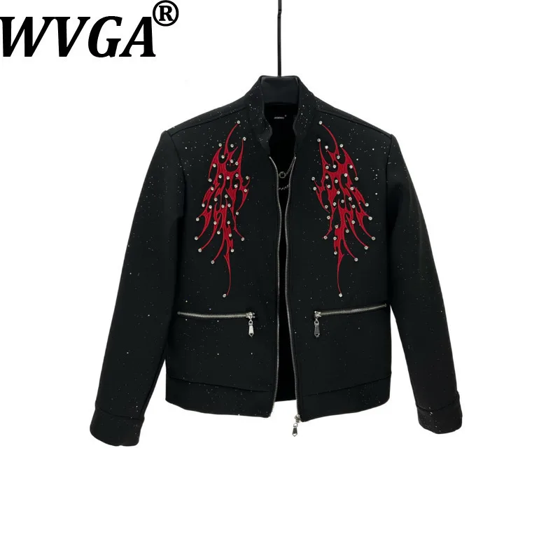 

WVGA Spring Autumn New Man Tide Embroidered Starry Sky Trendy Short Jacket Niche Chic Casual Stand Collar Zipper Coat Ins W13531