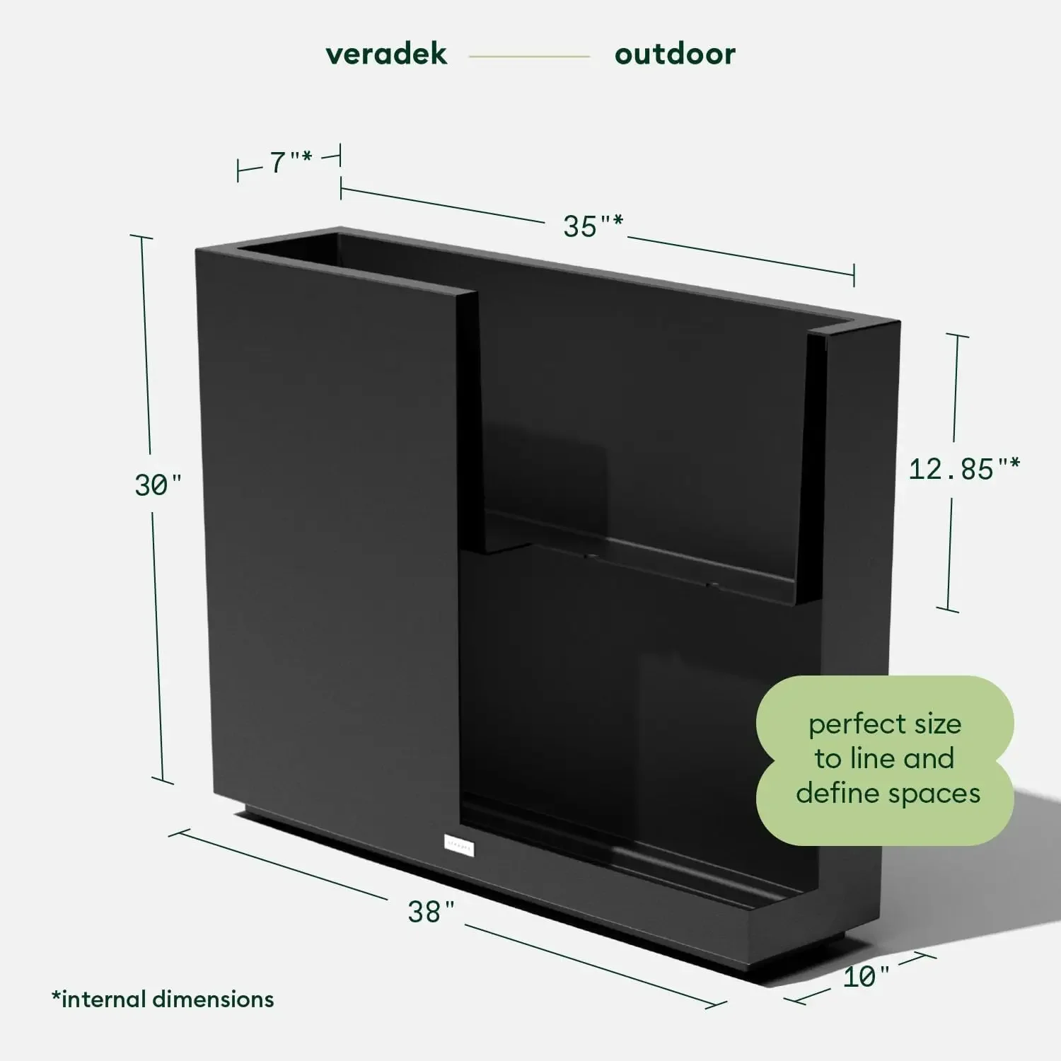 Veradek Block Series Span Plastic Planter - Tall Rectangular Planter for Indoor or Outdoor Patio/Porch | Durable All-Weather wit