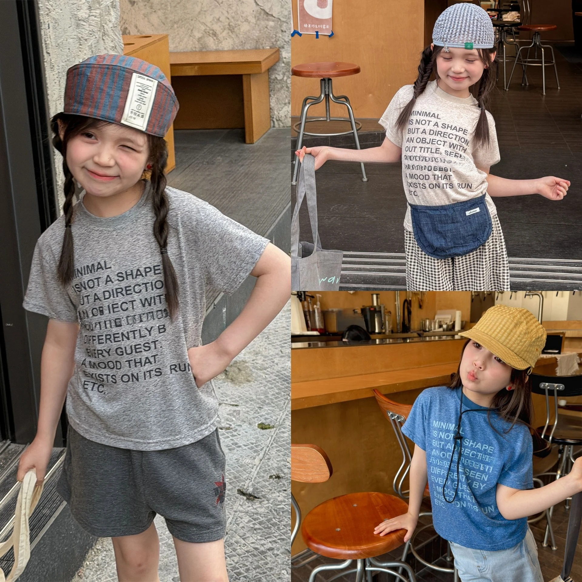 Girls Boys Linen Cotton Print Tee Japanese Korean Style Summer Short Sleeve Basic Undershirt Casual Children Daily Tops