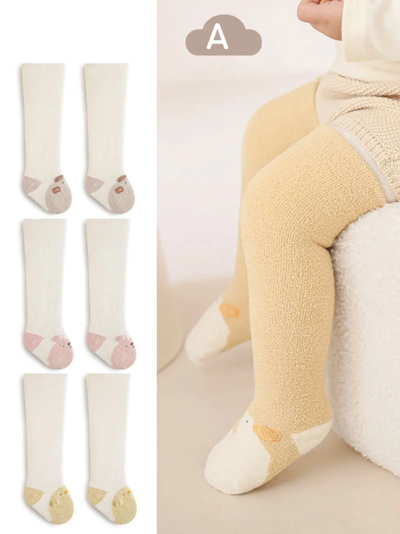 

Winter Kids Thicken Stockings 0-3T Cartoon Animal Infant Girls Fleece Padded Warm Socks Children Over-the-knee Socks