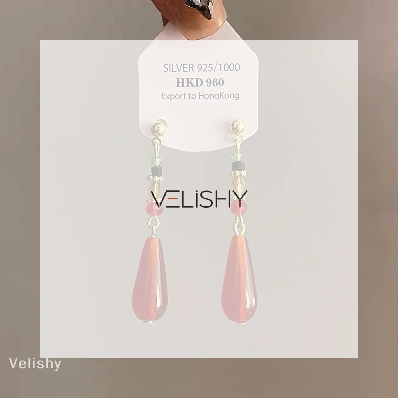 Hanfu Ethnic Earrings Fashion Red Water Drop Pendant Ear Clip Buckle Long Classical Retro Eardrop Jewelry Gift Chinese Style