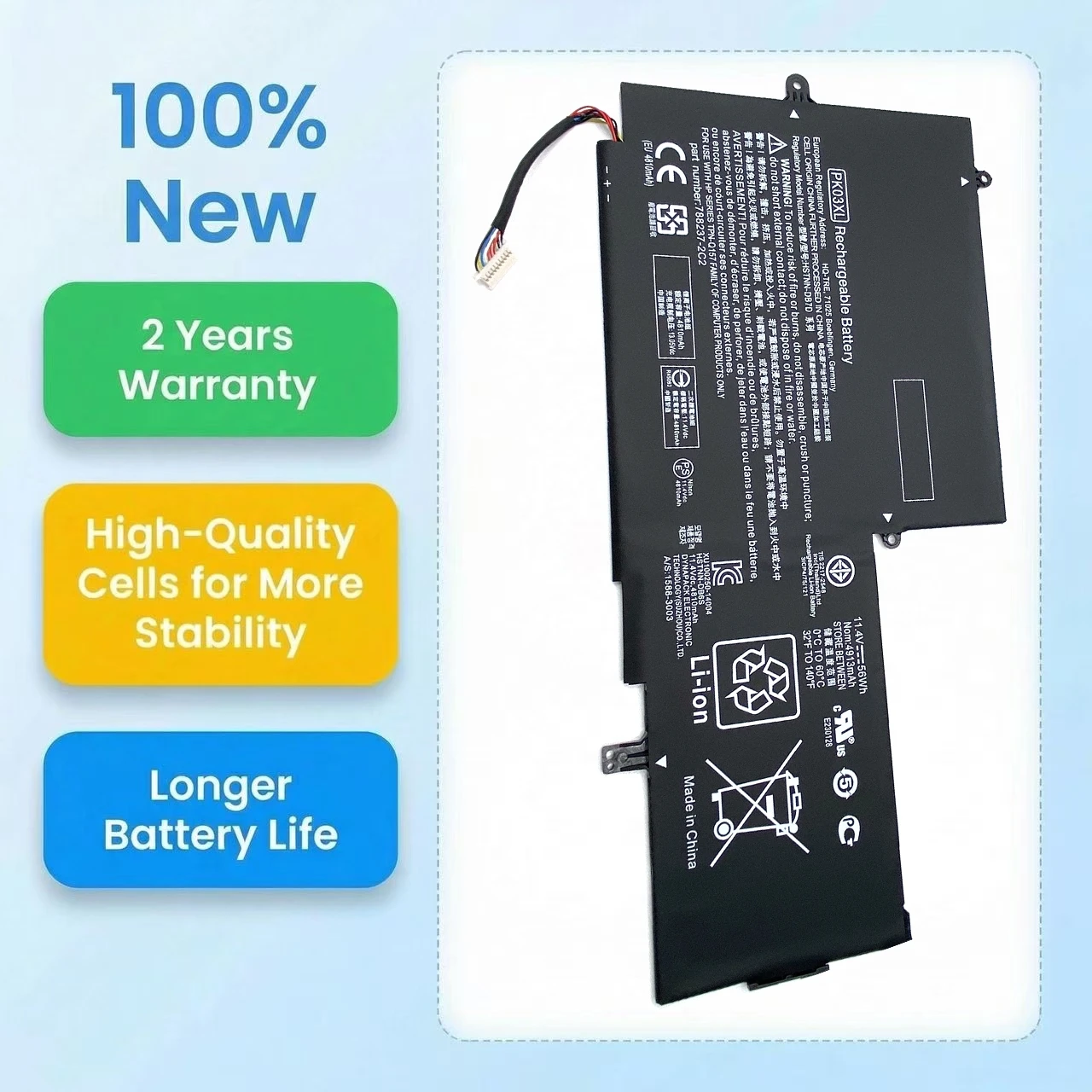 New PK03XL 11.4V 56Wh Laptop Battery For HP Spectre Pro X360 13 G1 G2 M2Q55PA M4Z17PA HSTNN-DB6S 789116-005 TPN-Q157 6789116-005