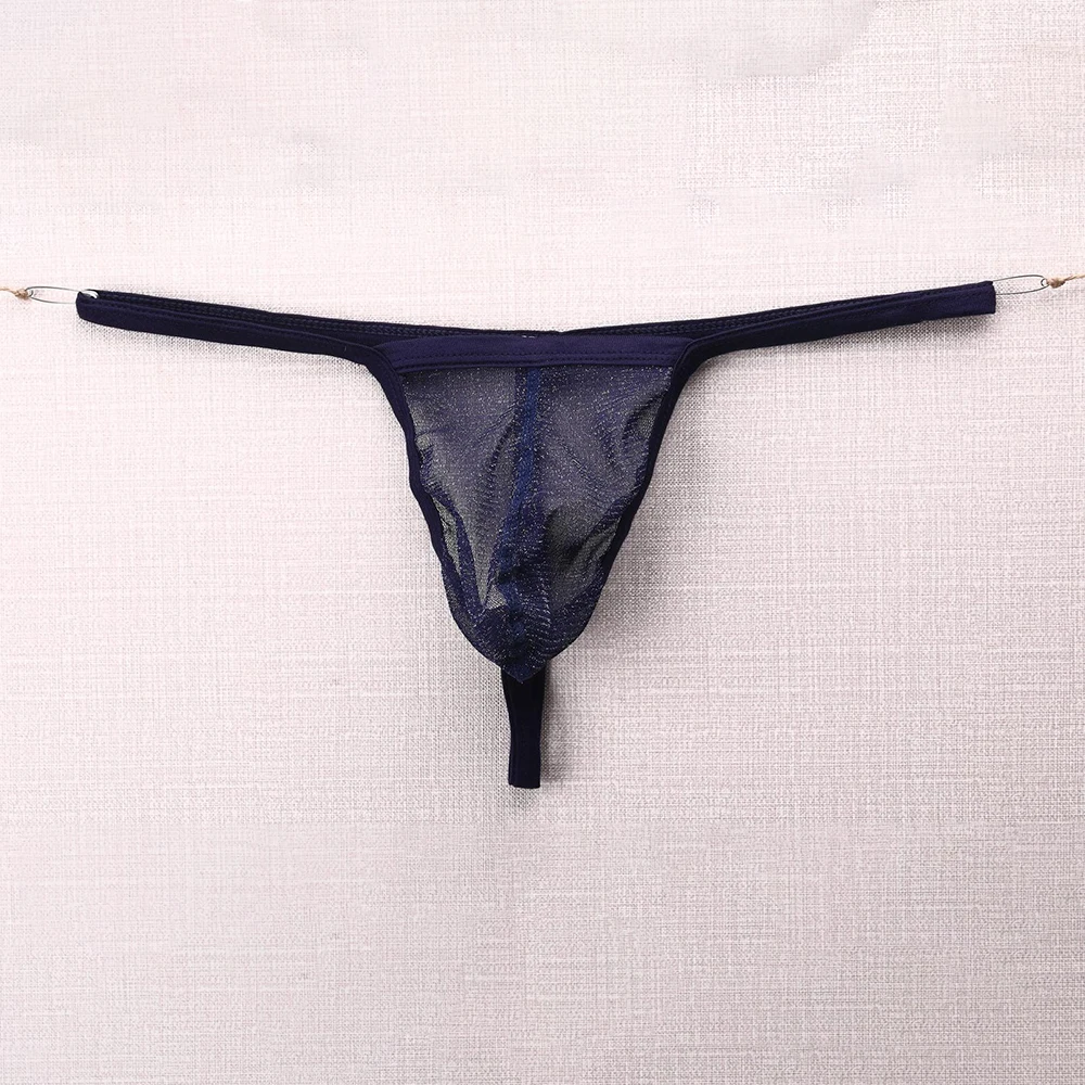 Sexy Mens Mesh See Through Pouch G-string T-back Thong Summer Transparent Briefs Underwear Man Sheer V-string Erotic Lingerie