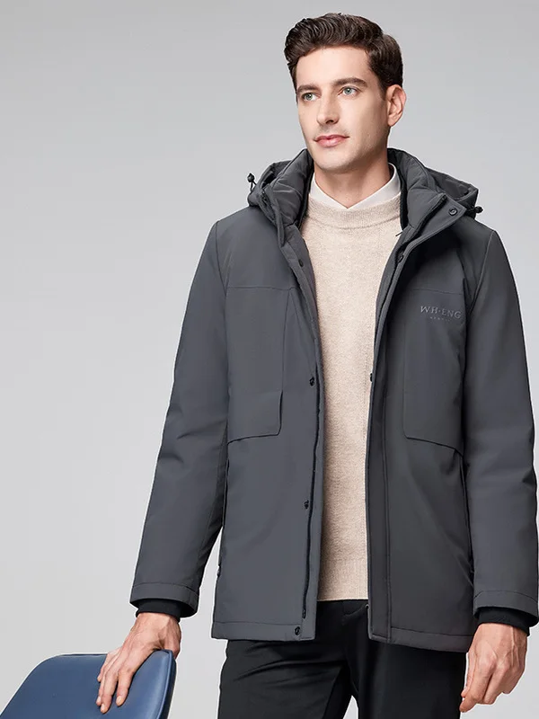 

Men's Goose down Jaet Winter New Sle Thi Warm Casual Top Coat Tee-in-One Outdoor Workwear Hooded Zipper Closure