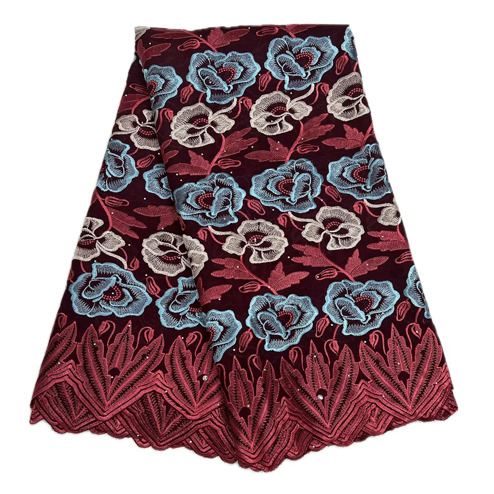 Hot Sale Printed Cotton Lace Fabric 2025 Fashion Cotton Swiss Voile Lace Women African Embroidery Lace For Evening Dresses