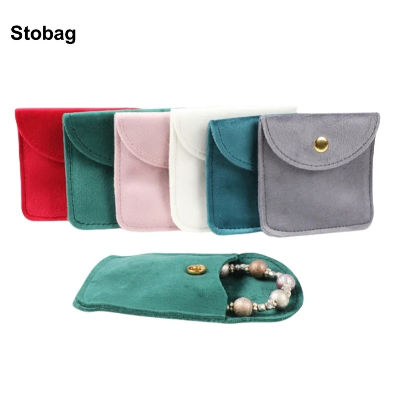 

StoBag 10pcs Velvet Jewelry Packaging Bags Button Small Gift Ring Earrings Storage Dustproof Portable Pocket Organizer Pouches