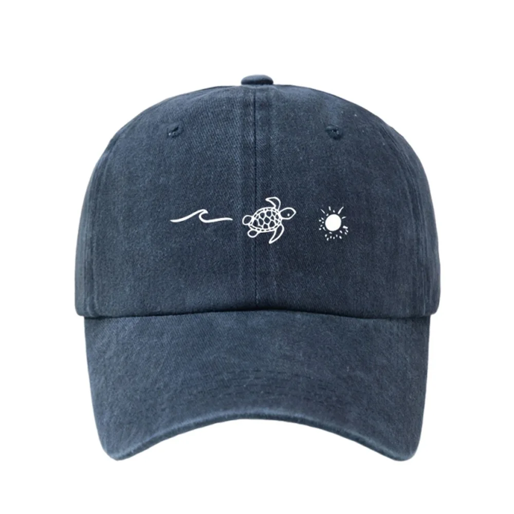 

Fashion Wave Turtle Baseball Caps Sun Protection Breathable Sunscreen Hats Vintage Adjustable Golf Fishing Cap Men Women