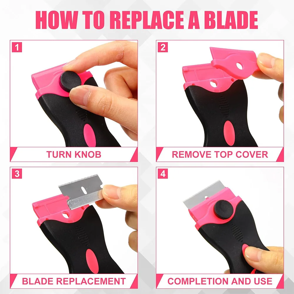 Paint Scrapers Razor Blade Scraper Metal Plastic Blades 2-in-1 Cleaning Scraper Tool for Cooktop Floor Window Glass Women's Gift