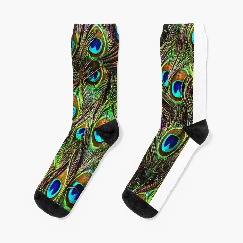 

Peacock Feathers Invasion Socks funny gift gym retro hiphop Boy Socks Women's