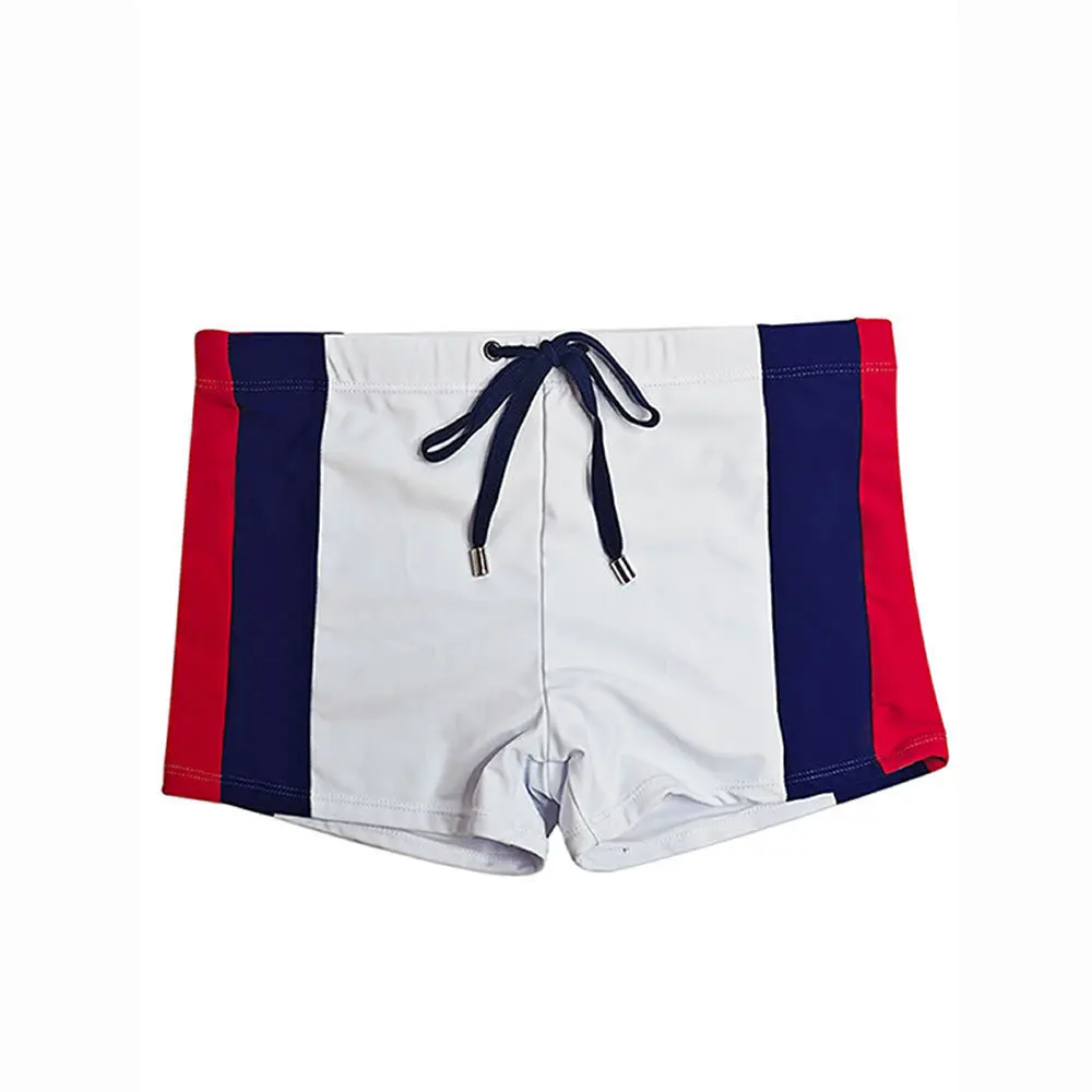 new men's side color matching four-corner swimming trunks with cup high elastic men's boxer swimming trunks beach UXH248-1
