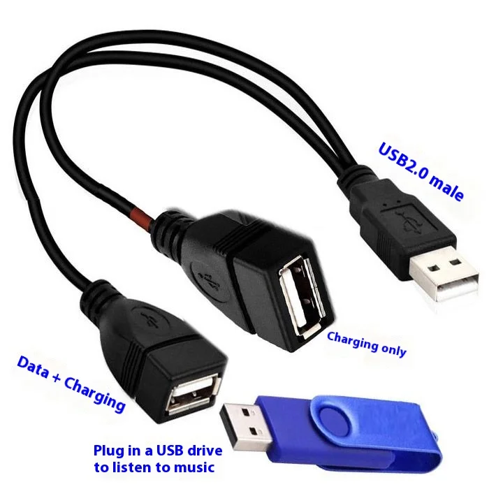 1 enchufe macho a 2 enchufes hembra USB 2,0 línea de extensión Cable de datos adaptador de corriente convertidor divisor Cable USB 2,0 15/30cm
