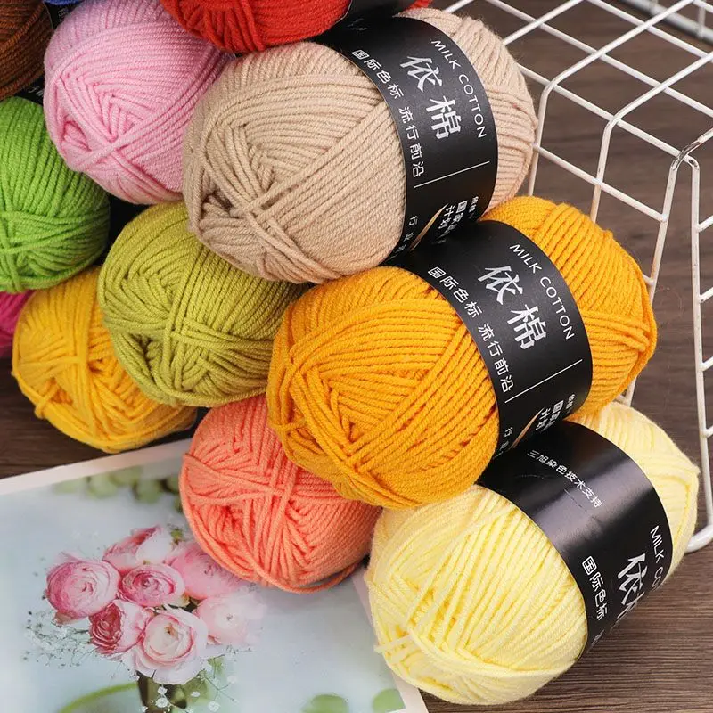 50g/Set 4ply Milk Cotton Knitting Wool Yarn Needlework Dyed Lanas for Crochet Craft Sweater Hat Dolls At Low Price