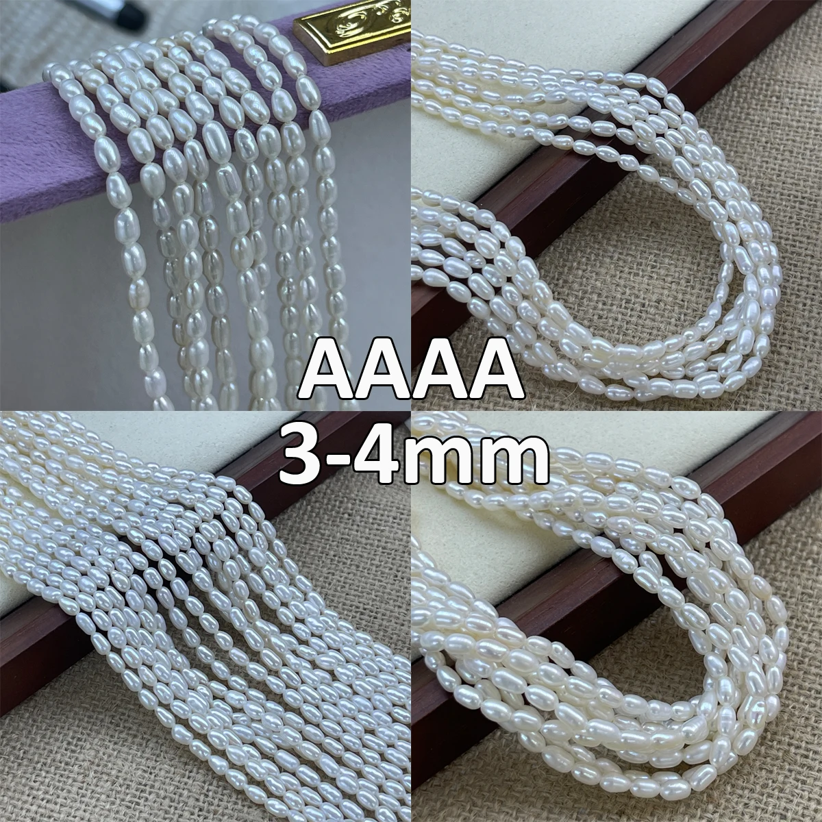 

AAAA 3-4mm High Quality Rice Shaped Small Beads Natural Freshwater Pearls for Jewelry Making DIY Necklace Bracelet Accessories