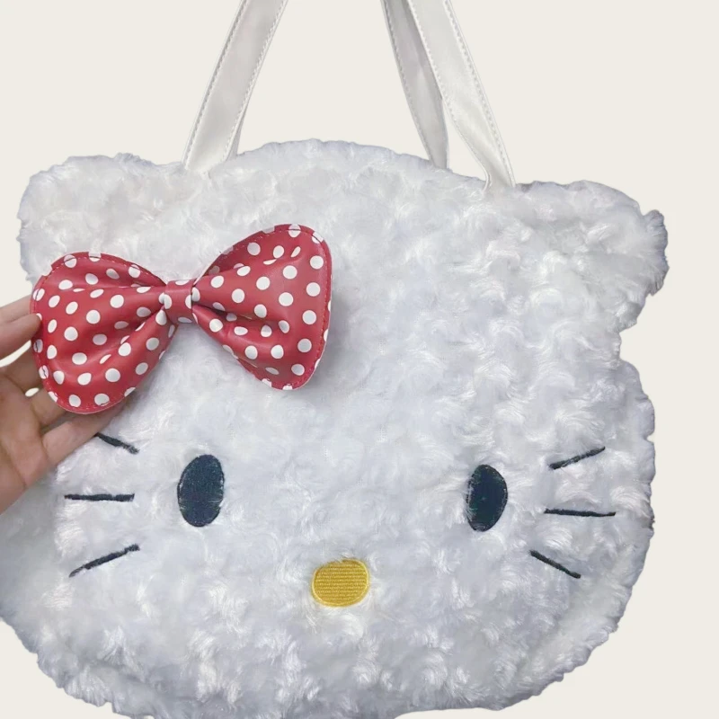 

Hello Kitty Sanrio Tote Bag Girl Shoulder Bag Large Capacity Soft Fluffy Cute Cartoon Kawaii Plush Bags Casual Backpack