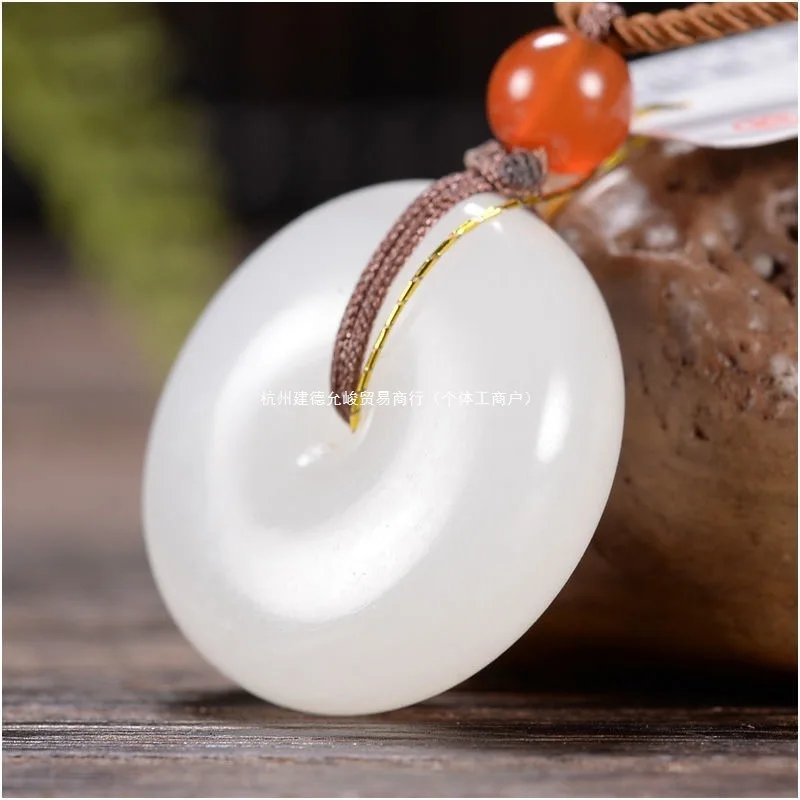 Hotan Sheep Fat Peace Men And Women, Natural White Jade Pendant
