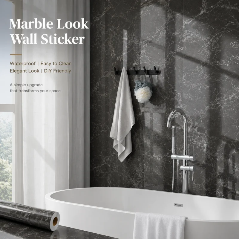 1 roll of marble-patterned film; self-adhesive, peel-and-stick wallpaper; wear-resistant and easy to clean; moisture- and mold-resistant; suitable for kitchen countertops, cabinets, and furniture