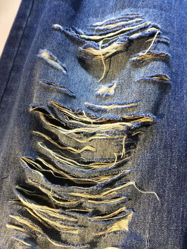 Celana Jeans Wanita Model Lurus Kaki Lebar High Waist, Bahan Faux Brushed Ripped, Musim Gugur 2025