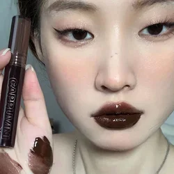 7 Colors Pink Mirror Water Lip Gloss Dark Brown Lip Oil Waterproof Non-stick Cup Liquid Lipstick Nude Brown Clear Tint Makeup