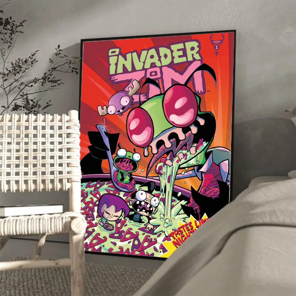 I-Invader Z-Zim Cartoon Poster Classic Vintage Posters HD Quality Wall Art Retro Posters for Home Room Wall Decor