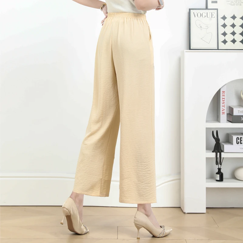 Plus Size Straight Leg Pants Women's Elastic Waist Loose Pants New 2024 Street Women's Casual Clothing Home Trousers