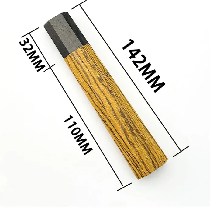 1piece Golden sandalwood+ Ebony Octagonal Knife Handle for DIY Semi-finished Damascus Knife Handle Material Kitchen Knife Handle