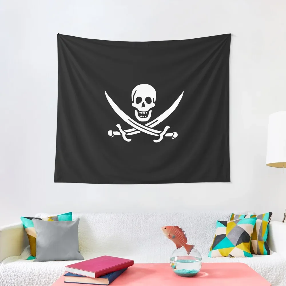 

Serious Flags: Jack Rackham's Jolly Roger Tapestry Aesthetic Home Decor Decorative Wall Tapestry