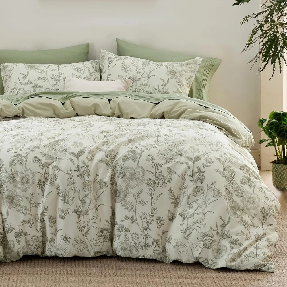 

Bedsure Duvet Cover King Size - 100% Cotton Reversible Floral King Duvet Cover Set with Zipper Closure, 3 Pieces Soft & Breathab