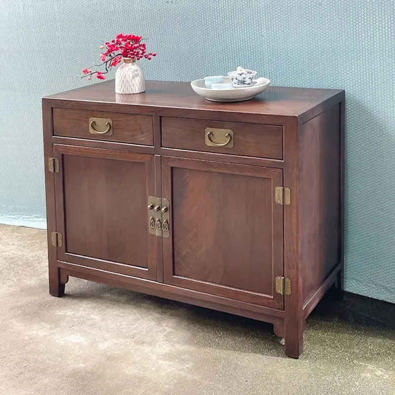 Solid Wood Tea Cabinet Chinese Style Storage Bucket Cabinet Antique Dining Sideboard Locker for Living Room New Chinese