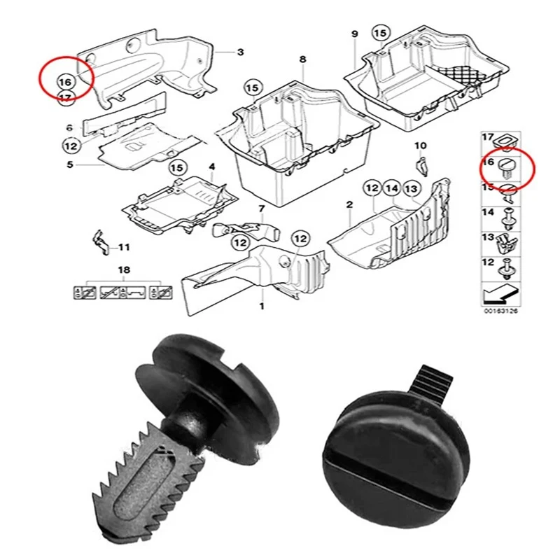 10X غطاء صندوق السيارة غطاء داش بطانة التمهيد غطاء البطارية كليب 51471945266 ل BMW E30 E91 E93 M3 E36 E46 E60 X3 E60 M5 E32 E83 #3