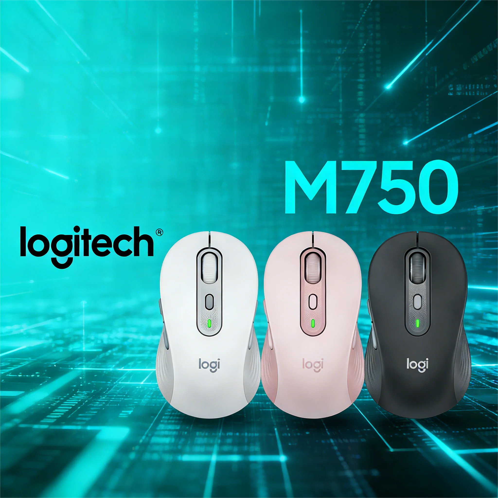 

Двухрежимная Bluetooth-мышь Logitech M750, беспроводная бесшумная, многоуровневое устройство с перекрестным экраном без задержек для офиса