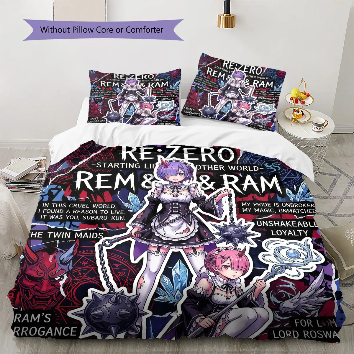 Re Zero Soft Duvet Cover Child's Bedding Set,Extra Large Size Halloween Gifts Various Sizes Available -HE117