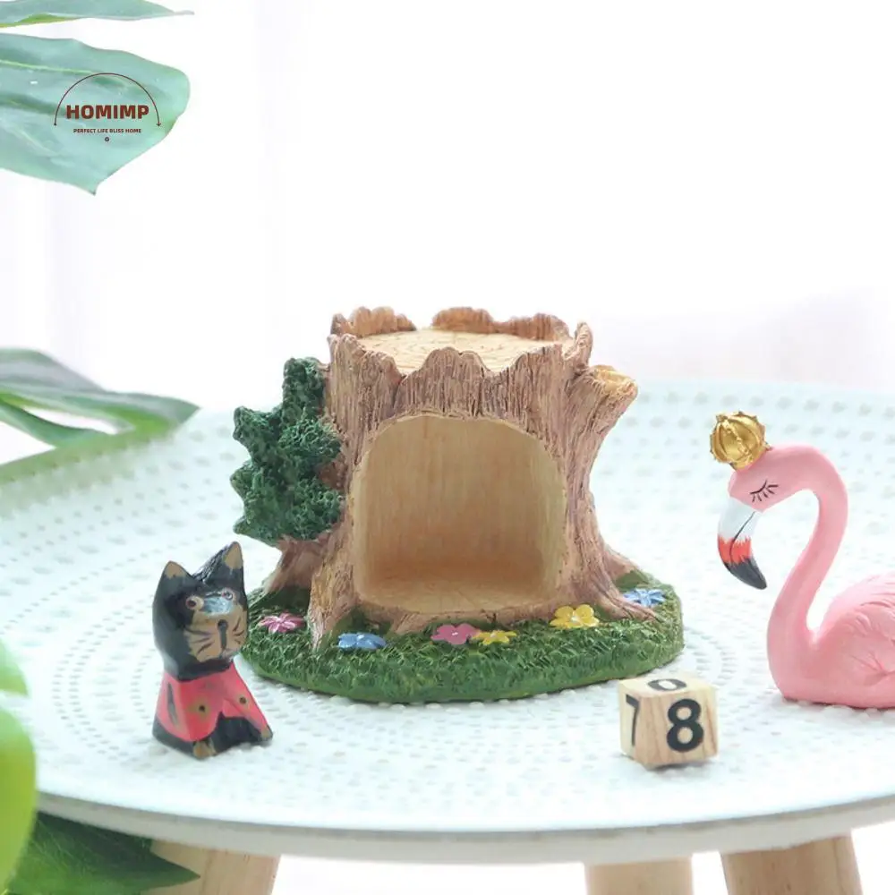 

Tourist Souvenirs Kawaii Tree Hole Ornament Cartoon Mini Lawn Resin Ornament Handmade Modern Pastoral Style Desk Craft Office