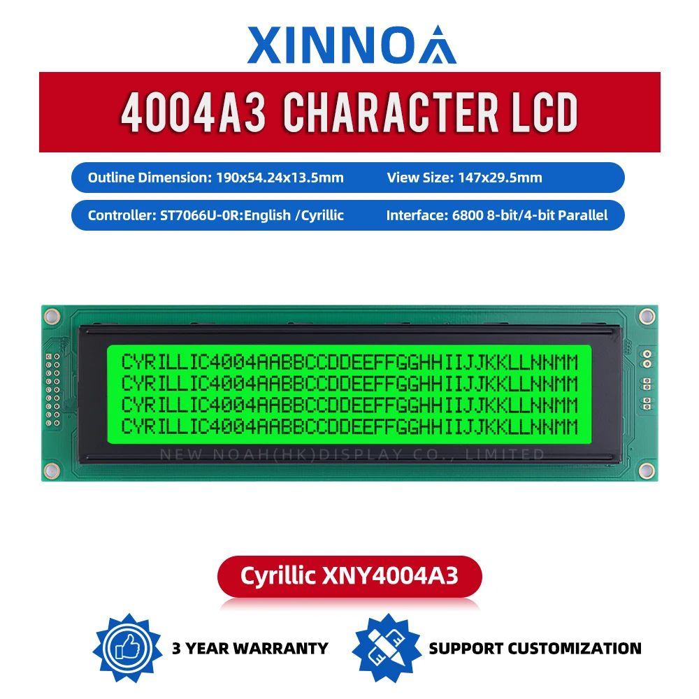 Écran d'affichage à lumière verte cyrillique, lettres noires, rétroéclairage LED, rick Tech Support, développement de schémas, 4004A3, ST7066U