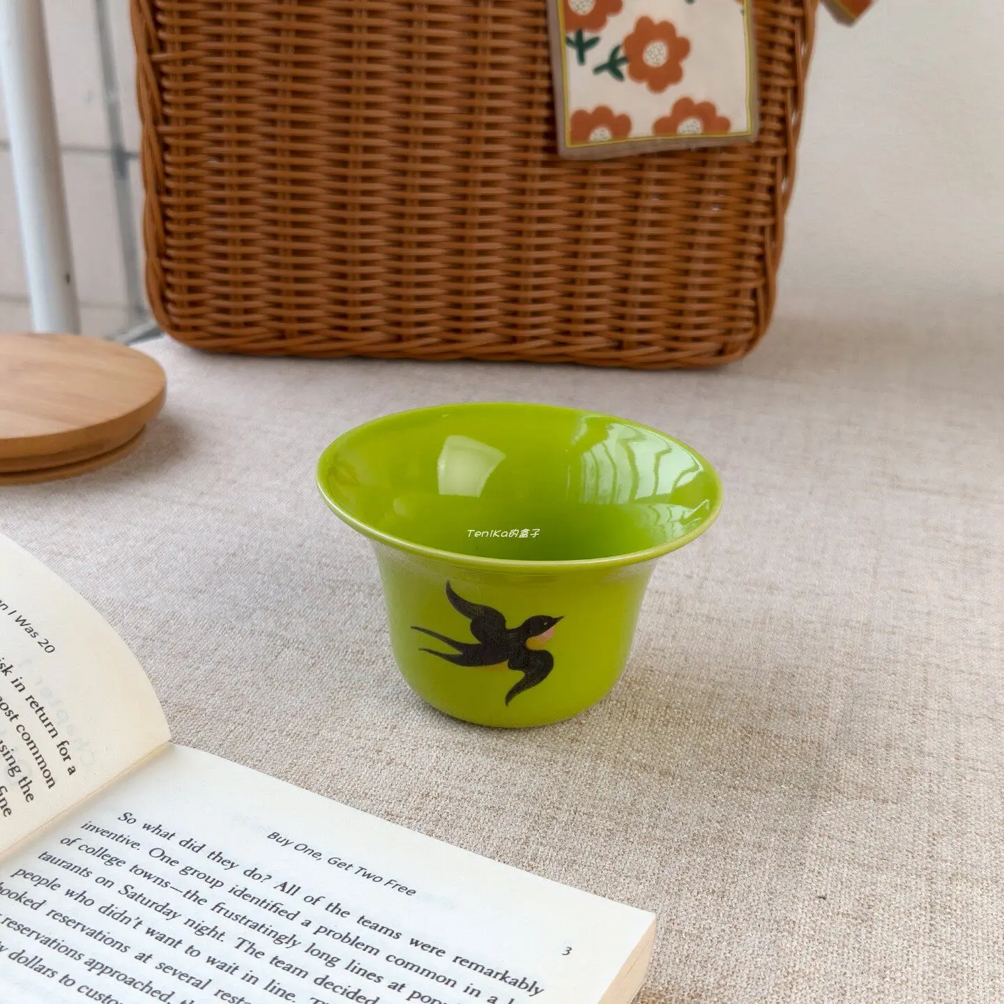 Hand-painted Spring Swallow Ceramic Teacup Single Pack Small Fresh Kung Fu Tea Set Tea Cup Saucer for Elders Gifts