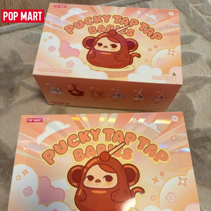 

New Popmart Pucky Tap Tap Babies Series Blind Box Soft Toy Bag Pendant Decor Surprise Mystery Box Anime Action Figures Kids Gift