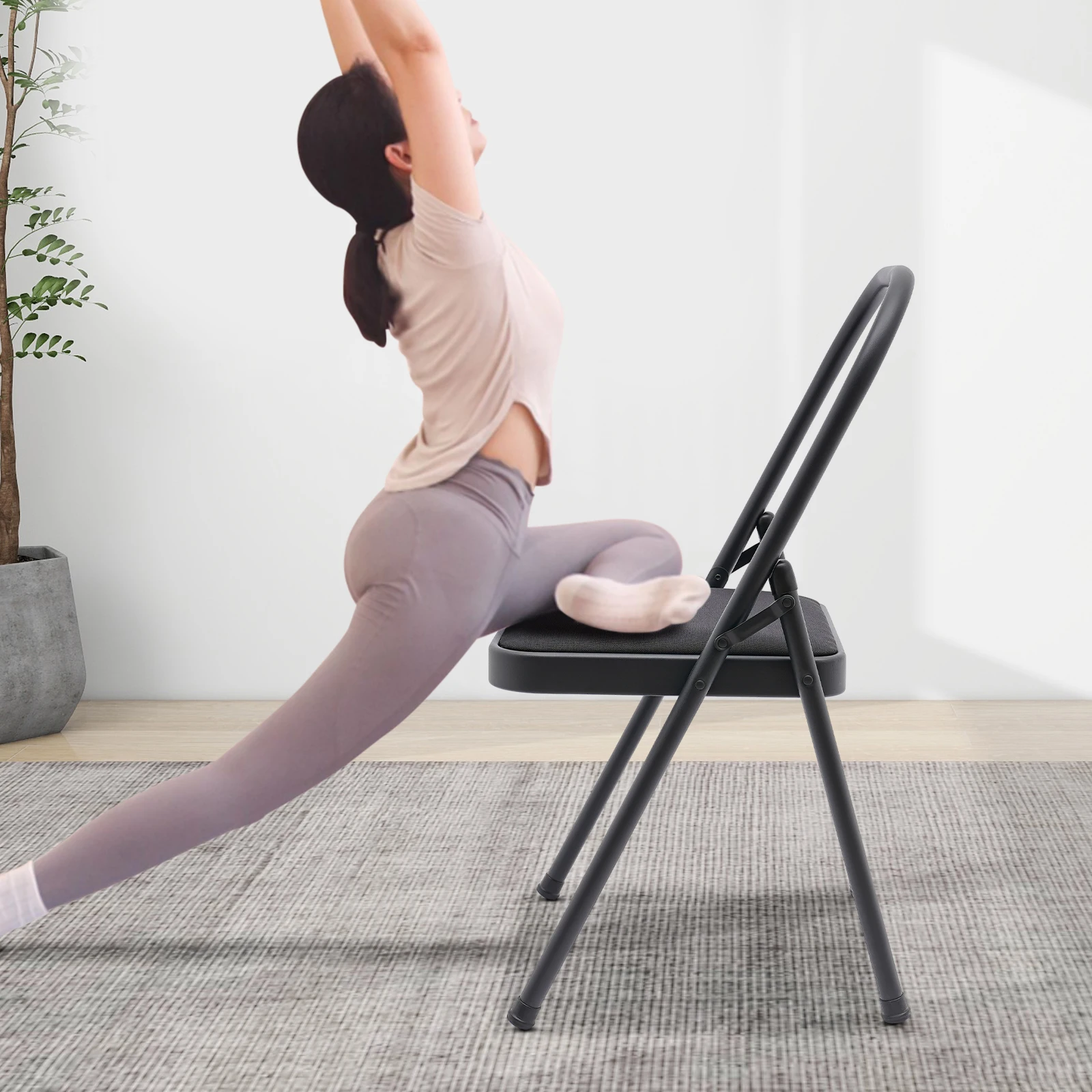 

Foldable Yoga Auxiliary Chair Yoga Chair with Lumbar Back Support Yoga Practice Balance Chair